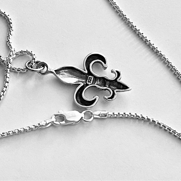 Sterling Silver Fleur De Lis Necklace, Saints Necklaces, Silver Necklace - Picture 7 of 9